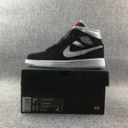 Air Jordan 1 Mid Black White With Orange Swooh AJ1