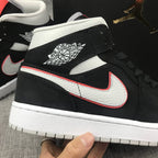 Air Jordan 1 Mid Black White With Orange Swooh AJ1