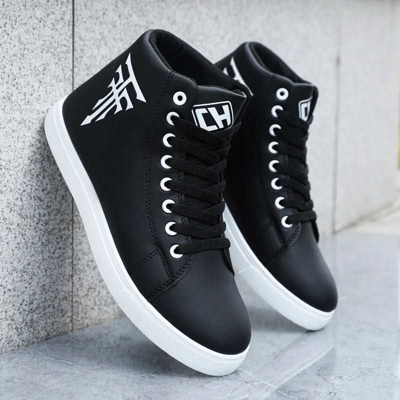 Men's High-Top Skate Sneakers – Casual Outdoor Sports Shoes for Travel & Fitness