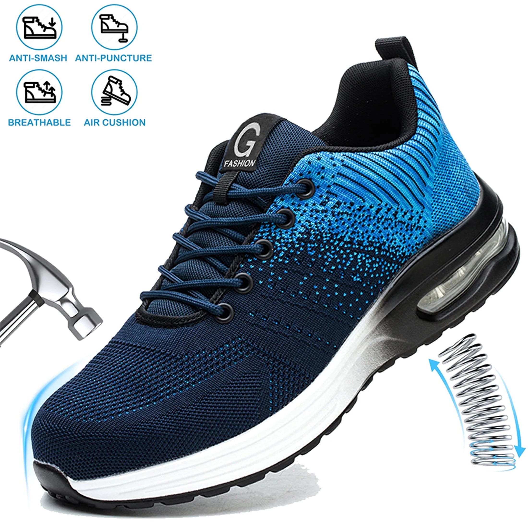 Steel Toe Safety Work Shoes for Men & Women – Anti-Smash, Anti-Puncture, Air Cushion