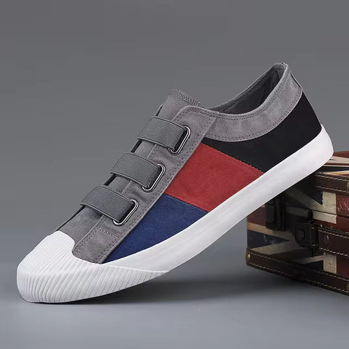 Men’s Fashion Canvas Sneakers – Casual Breathable Flat Loafers with Buckle Design