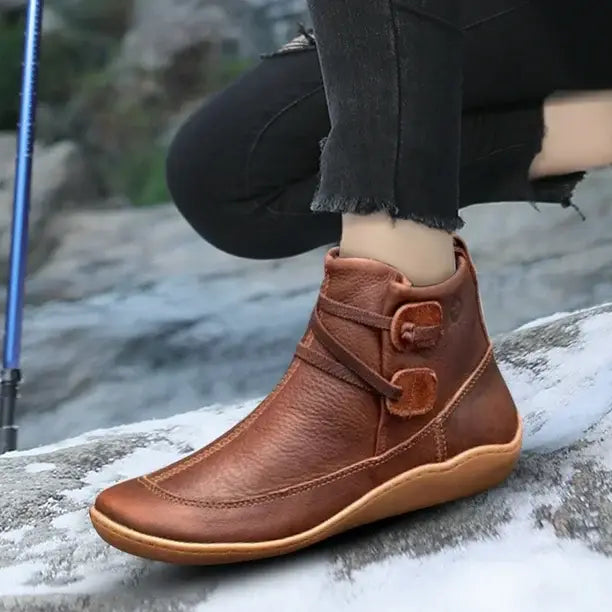 Men’s Lace-Up Work Hiking Boots – Durable PU Leather Outdoor Coffee Brown Boots
