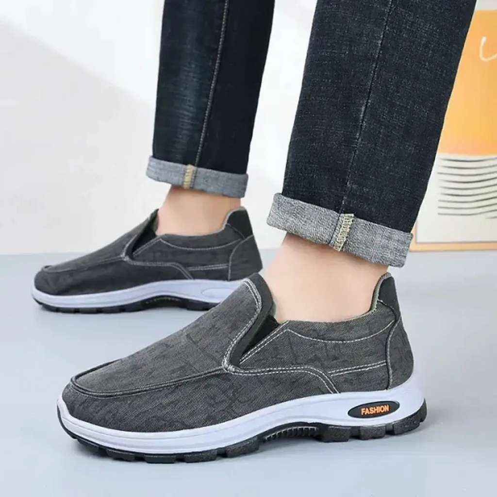 Men’s Orthopedic Slip-On Comfort Walking Shoes – Lightweight Casual PU Leather Loafers