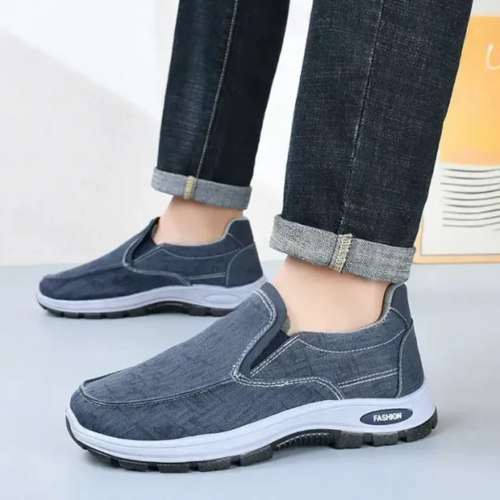 Men’s Orthopedic Slip-On Comfort Walking Shoes – Lightweight Casual PU Leather Loafers